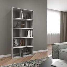 Книжная полка стеллаж Vays D-1 Бетон-Белый на 10 ячеек ЛДСП 80x30x178 см для дома гостиной офиса