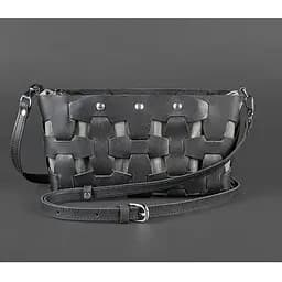 Шкіряна плетена жіноча сумка Пазл S чорна Krast