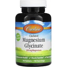 Магній гліцинат хелат Carlson Labs Chelated Magnesium Glycinate 200 мг 90 таблеток