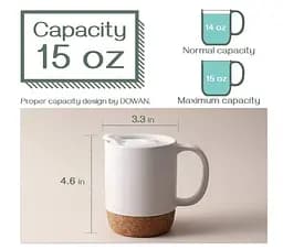 Керамічний кавовий кухоль OldBro White 400 мл з ізольованим корковим дном і кришкою - мініатюра 6
