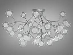 Унікальна, модна люстра "Світлячок", на 36 ламп, колір хром сатин