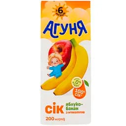 Сок Агуня Яблоко-банан с мякотью осветленный стерилизованный для детей от 6 месяцев 200 мл