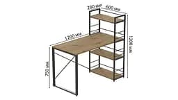 Письмовий стіл Ferrum-decor Серії Конект з етажеркою 75x120x60 чорний ДСП Дуб Артізан 16мм (FRD-104221) - мініатюра 5