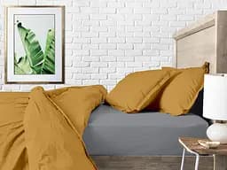 Комплект постільної білизни Cosas Curcuma CS1 Євро гірчичний (Ranfors_Mustard_El-Graphite_200) - мініатюра 11