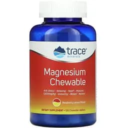 Магній Trace Minerals Magnesium Chewable зі смаком малини та лимона 120 таблеток