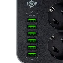 Сетевой фильтр-удлинитель LogicPower LPF24-USB6, 3x220V-2500W, 6xUSB-3.4A - мініатюра 4