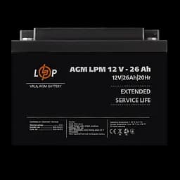 Акумулятор AGM LPM 12V - 26 Ah під болт М5 - мініатюра 3