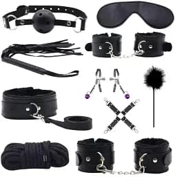 Еротичний набір I’MCUM Full Control БДСМ для рольових ігор 10 предметів Чорний (7970379617688)