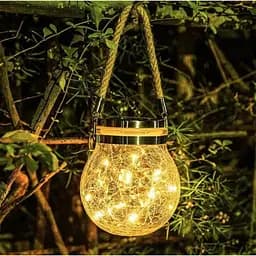 LED-світильник Нічник садовий скляний з сонячною батареєю 30LED Wharm White RGB