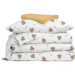 Комплект постільної білизни Cosas Beige hearts Підлітковий магнолія (BeigeHearts_El90-11Honey_155)