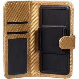 Чохол-книжка Toto Book Carbon Fiber Universal Cover 4.7-5.3" Gold - мініатюра 2