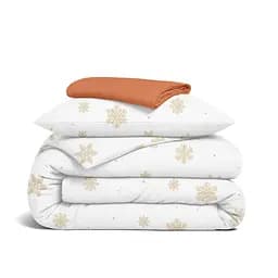 Дитяча постільна білизна фланель Cosas SNOWFLAKES GOLD CS3 110х140см (Flannel_SnowflakesGold_El80-29Amber_140)