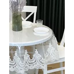 Силиконовая скатерть с молочным кружевом Арка Elit 300х130 см
