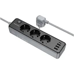 Подовжувач - мережевий фільтр Borofone BAC8 1C3A (1 порт C 3 розетки) кабель 2 метри вилка EU