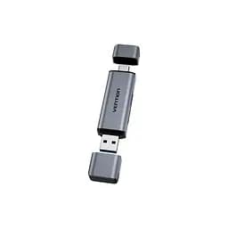 Зчитувач флеш-карт Vention USB 3.0 AM/USB-C to SD+TF Gray Dual Drive Letter Aluminum Alloy (CLLH0) - мініатюра 2