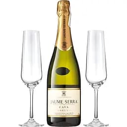 Вино игристое Jaume Serra Cava Brut, белое, брют, DO, 11,5%, 0,75 л + 2 бокала (29908)