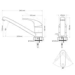 Змішувач для кухні RJ Baron бежевий RBZ014-6G - мініатюра 2