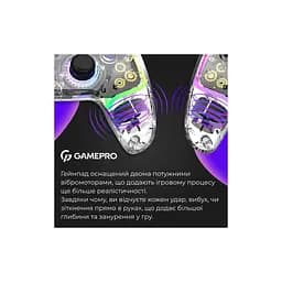 Геймпад GamePro GPS13T BT 5.3/USB/PC/iOS/Android/PS3/PS4 RGB Transparent (GPS13T) - мініатюра 12