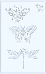 Трафарет многоразовая универсальная №U12 Бабочки 13×20 прозрачная 0,5мм Rosa Talent