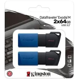 USB флеш накопичувач Kingston 2x64GB DataTraveler Exodia M Black/Blue USB 3.2 (DTXM/64GB-2P) - мініатюра 6
