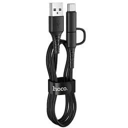 Кабель Hoco X54 Combo dual 2 in 1 - Micro USB и USB-C двойной черный