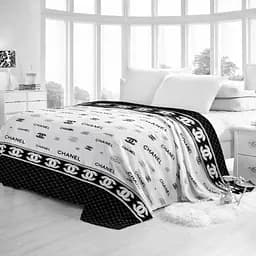 Покрывало-плед Шанель микрофибра 200x230 см Черно-белый графический