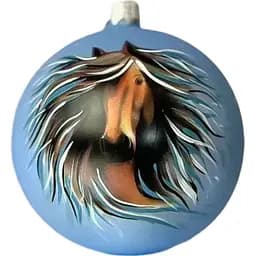 Ялинкова прикраса Санта Шоп Символ 2026 Стрімкий кінь блакитний скло (4820001234091)