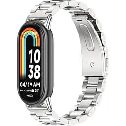 Металлический ремешок Mijobs для фитнеса браслета Xiaomi Mi Smart Band 8 Silver