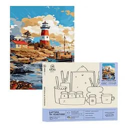Набір для розпису по номерах "Маяк у променях сонця" 40*50 см, IDEA2-GX47135, ТМ "99IDEAS"