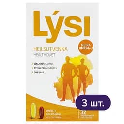 Омега-3 Lysi Health duet комплекс з мультивітамінами капсули 1000 мг №64 3 упак.