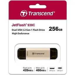 USB флеш накопичувач Transcend 256GB JetFlash 930 Gold-Black USB 3.2/Type-C (TS256GJF930C) - мініатюра 8