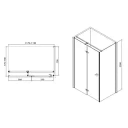 Душова кабіна Volle Libra 120x80 (без піддону) реверсивна 10-22-908glass - мініатюра 7