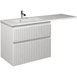 Тумба Мойдодир Fluffy 80-U Adam 140 L Білий підвісна з крилом над пральною машиною Білий