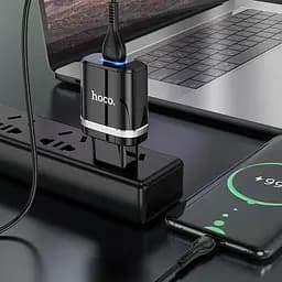 Мережевий зарядний пристрій Hoco N1, 12W 2.4 A з USB-роз'ємом і кабелем Type-C у комплекті чорний - мініатюра 9