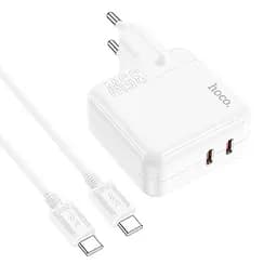 Зарядное устройство Hoco C110A Lucky 35 Вт 2 выхода юсб-с + кабель C-C
