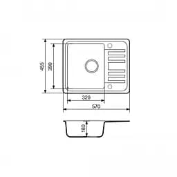 Кухонна мийка Adamant SMALL біла 570x455x180 мм, з крилом 57 см - мініатюра 2