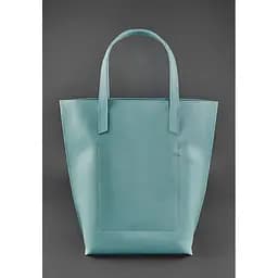 Шкіряна жіноча сумка шоппер D.D. бірюзова