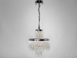 Кришталева люстра LED 376 золотиста з двома рівнями підвісок