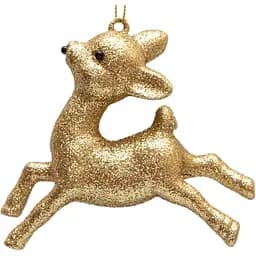 Ялинкова іграшка Оленятко Devilon 10 см золотистий пластик декоративна новорічна фігурка (005048)