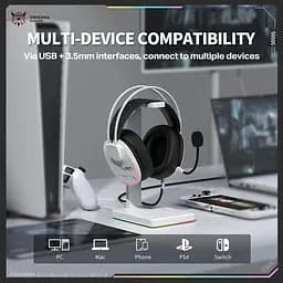 Навушники Onikuma ігрова гарнітура X-91 Max з мікрофоном та RGB підсвіткою геймерські провідні для ПК ноутбуків PS4 PS5 Білий - мініатюра 6