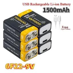 Акумулятор Крона Suyijia 9V 6f22 Li-Ion 1500мАч Type-C перезаряджається - мініатюра 2