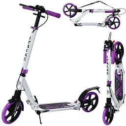 Самокат iTrike городской взрослый 35х14х89-103 см Бело-фиолетовый 000222934