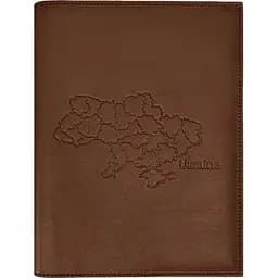 Кожаная обложка BlankNote Standart с картой Украины для нотариального реестра светло-коричневый