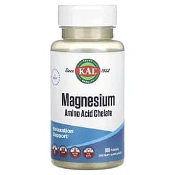 Магній хелат KAL Magnesium Chelate, 100 таблеток для підтримки серця та нервової системи