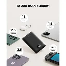 Зовнішній акумулятор VEGER 10000 mAh with built-in cables Type C / Lightning PD QC3.0 2A 22,5W C11 (W1170) black (VG-W1170) - мініатюра 10