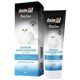 Фитопаста AnimAll VetLine Beauty Hair&Skin для улучшения качества шерсти у кошек, 100 г