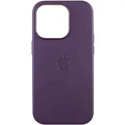 Шкіряний чохол Leather Case (AAA) with MagSafe and Animation для Apple iPhone 16 Pro (6.3) Dark Purple