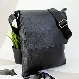 Сумка чоловіча шкіряна Handycover S248 чорна з клапаном