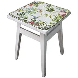 Чехол на табурет Прованс Villa цветы 35х35 см белый с зеленым (28820)