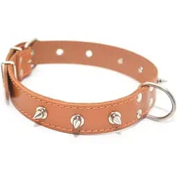 Нашийник для собак Zoo-hunt шкіряний з шипами рудий ОШ 4,0/49-60 см